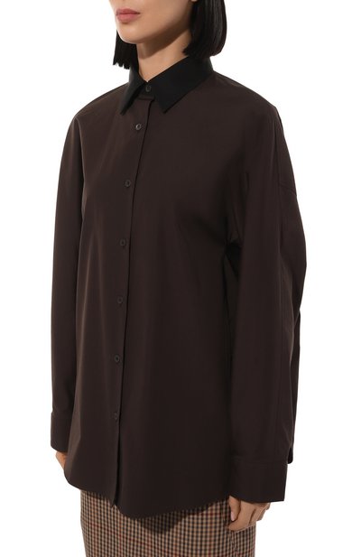 Хлопковая рубашка DRIES VAN NOTEN темно-коричневого цвета по цене 67300 руб., арт. 242-010708-9244, фото 3 Хлопковая рубашка DRIES VAN NOTEN, арт. 242-010708-9244, фото 3