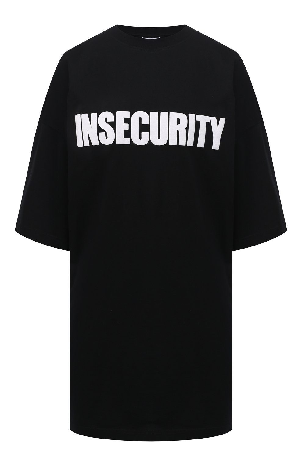 Хлопковая футболка VETEMENTS черного цвета по цене 25850 руб., арт. UE51TR320B 1600/W, фото 1 Хлопковая футболка VETEMENTS, арт. UE51TR320B 1600/W, фото 1