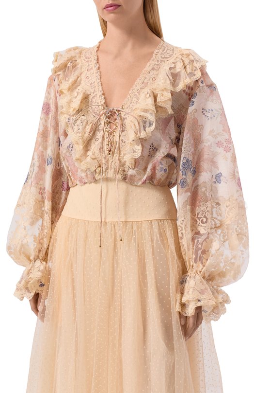 Блузка изо льна и шелка Zimmermann 7117TC261 Кремовый  7117TC261 Фото 3