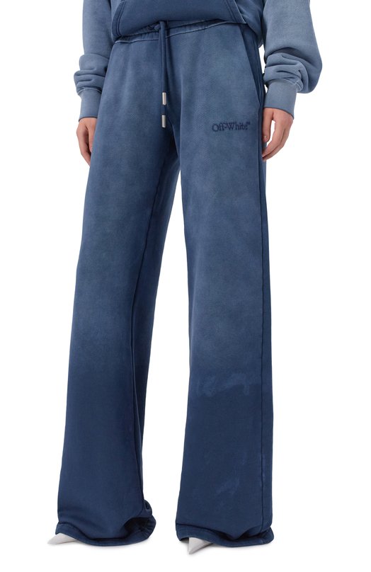 Хлопковые брюки Off-White 0WCH022F25FLE002 Синий  0WCH022F25FLE002 Фото 3