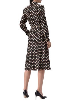 Женское шелковое платье VALENTINO разноцветного цвета, арт. 6B3VAF61943 | Фото 4 (Драгоценные камни: Проставлено; Материал сплава: Проставлено; Матер�иал внешний: Шелк; Длина Ж (юбки, платья, шорты): Миди; Рукава: Длинные; Стили: Кэжуэл; Женское Кросс-КТ: Платье-одежда; Случай: Повседневный)