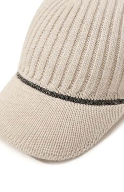 Бейсболка из шерсти и кашемира BRUNELLO CUCINELLI кремового цвета по цене 65950 руб., арт. MCAP9A006P, фото 4 Бейсболка из шерсти и кашемира BRUNELLO CUCINELLI, арт. MCAP9A006P, фото 4