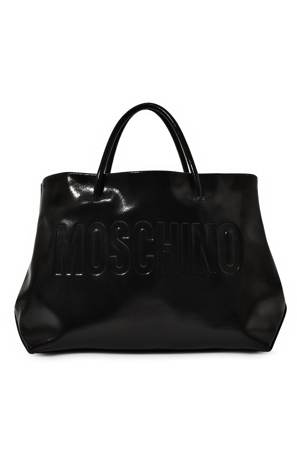 Женский сумка-шопер MOSCHINO черного цвета, арт. A7507/8018 | Фото 1 (Сумки-технические: Сумки-шопперы; Размер: medium; Материал: Натуральная кожа; Материал сплава: Проставлено; Ремень/цепочка: На ремешке; Драгоценные камни: Проставлено)