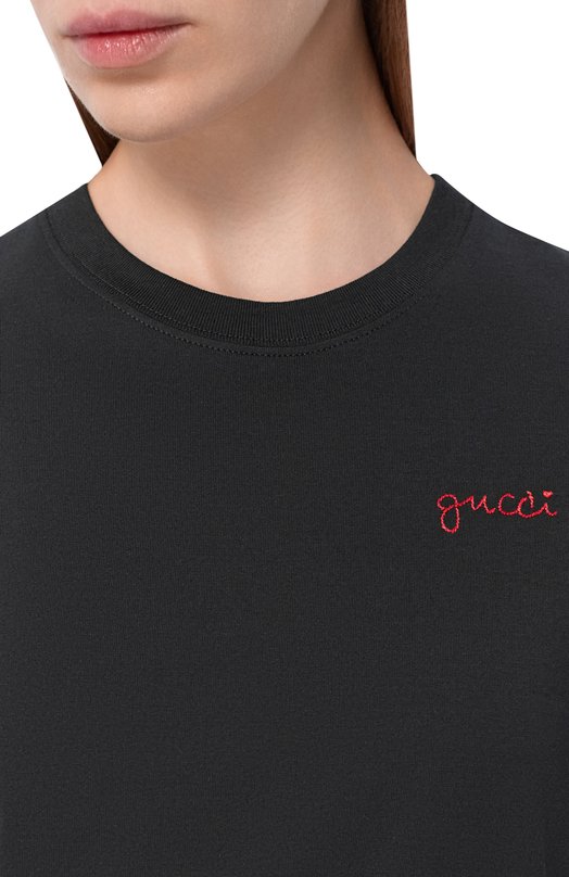 Хлопковая футболка Gucci 859727/XJHR7 Чёрный  859727/XJHR7 Фото 5