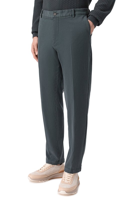 Хлопковые брюки BOSS 50543304 Зелёный  50543304 Фото 3