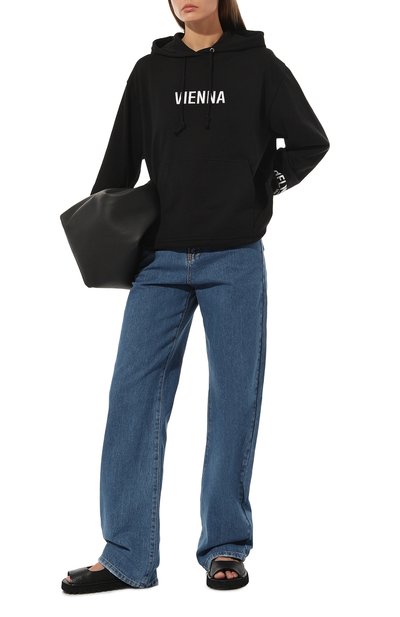 Хлопковый худи HELMUT LANG черного цвета по цене 23070 руб., арт. M05HM523, фото 2 Хлопковый худи HELMUT LANG, арт. M05HM523, фото 2