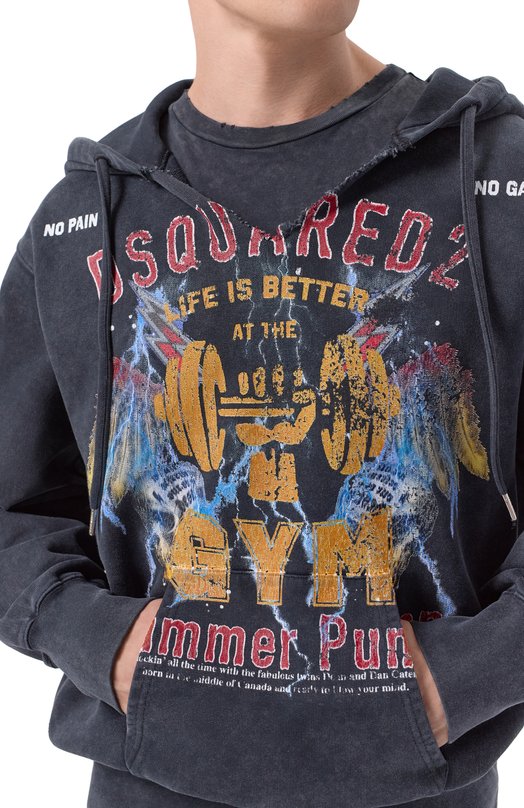 Хлопковое худи Dsquared2 S74GU0942/D25028 Серый  S74GU0942/D25028 Фото 5