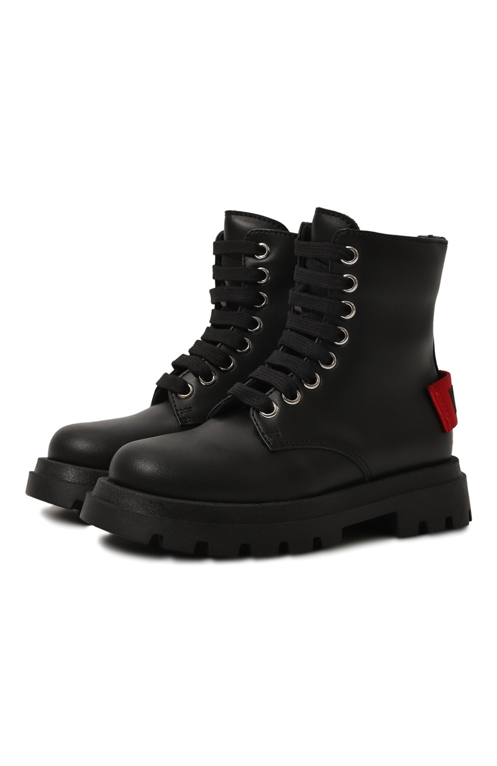 Кожаные ботинки MOSCHINO черного цвета по цене 26200 руб., арт. 78769/VAR2/28-35, фото 1 Кожаные ботинки MOSCHINO, арт. 78769/VAR2/28-35, фото 1