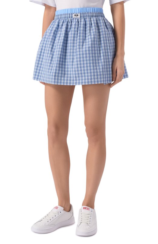 Хлопковые шорты-юбка MSGM 4041MDB06Y/267108 Голубой  4041MDB06Y/267108 Фото 3
