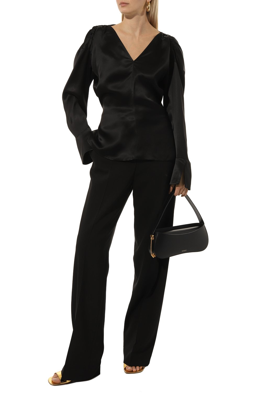 Блузка из вискозы ERIKA CAVALLINI черного цвета по цене 45800 руб., арт. S3/P/P3SS04, фото 2 Блузка из вискозы ERIKA CAVALLINI, арт. S3/P/P3SS04, фото 2