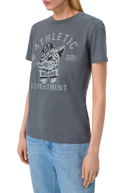 Хлопковая футболка DOLCE & GABBANA серого цвета по цене 75550 руб., арт. F8V42T/GDDN9, фото 3 Хлопковая футболка DOLCE & GABBANA, арт. F8V42T/GDDN9, фото 3