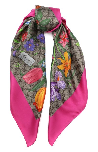 Шелковый платок с прин том flora  GUCCI, арт. 551266/3G001, фото 1