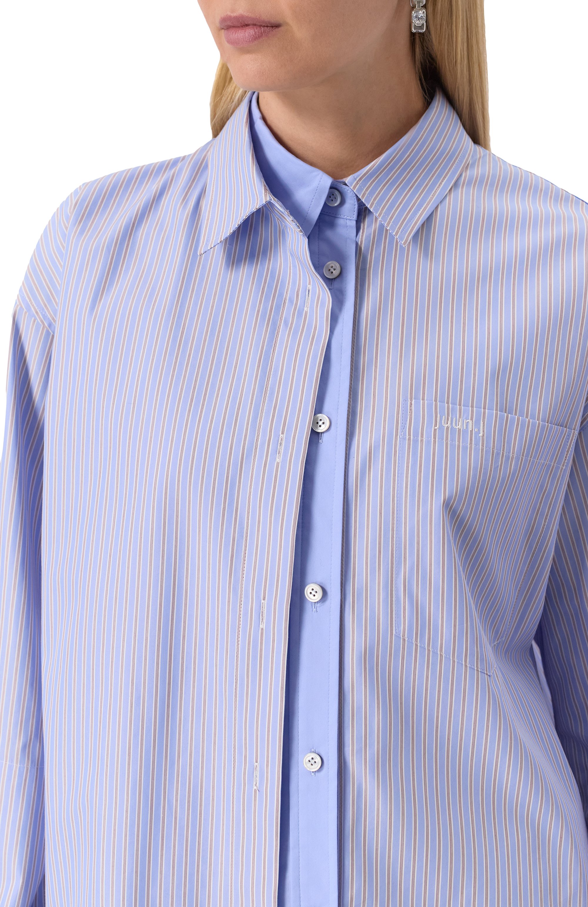 Хлопковая рубашка JUUN.J голубого цвета по цене 76100 руб., арт. JW5164W02Q, фото 5 Хлопковая рубашка JUUN.J, арт. JW5164W02Q, фото 5