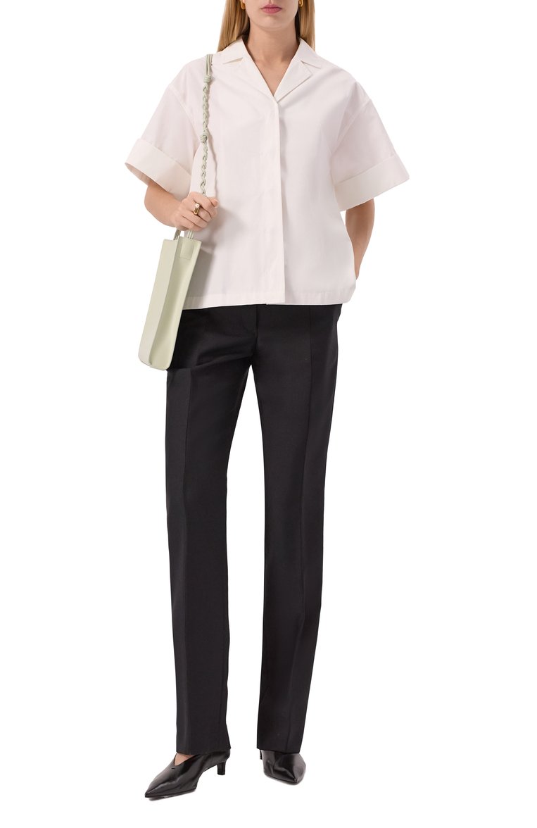 Женские шерстяные брюки JIL SANDER черного цвета, арт. J02KA0274-J40189 | Фото 2 (Материал внешний: Шерсть; Стили: Классический; Силуэт Ж (брюки и джинсы): Прямые; Женское Кросс-КТ: Брюки-одежда; Длина (брюки, джинсы): Стандартные; Автоматизация состава: Проставлено; Автоматизация ТО: Проставлено)