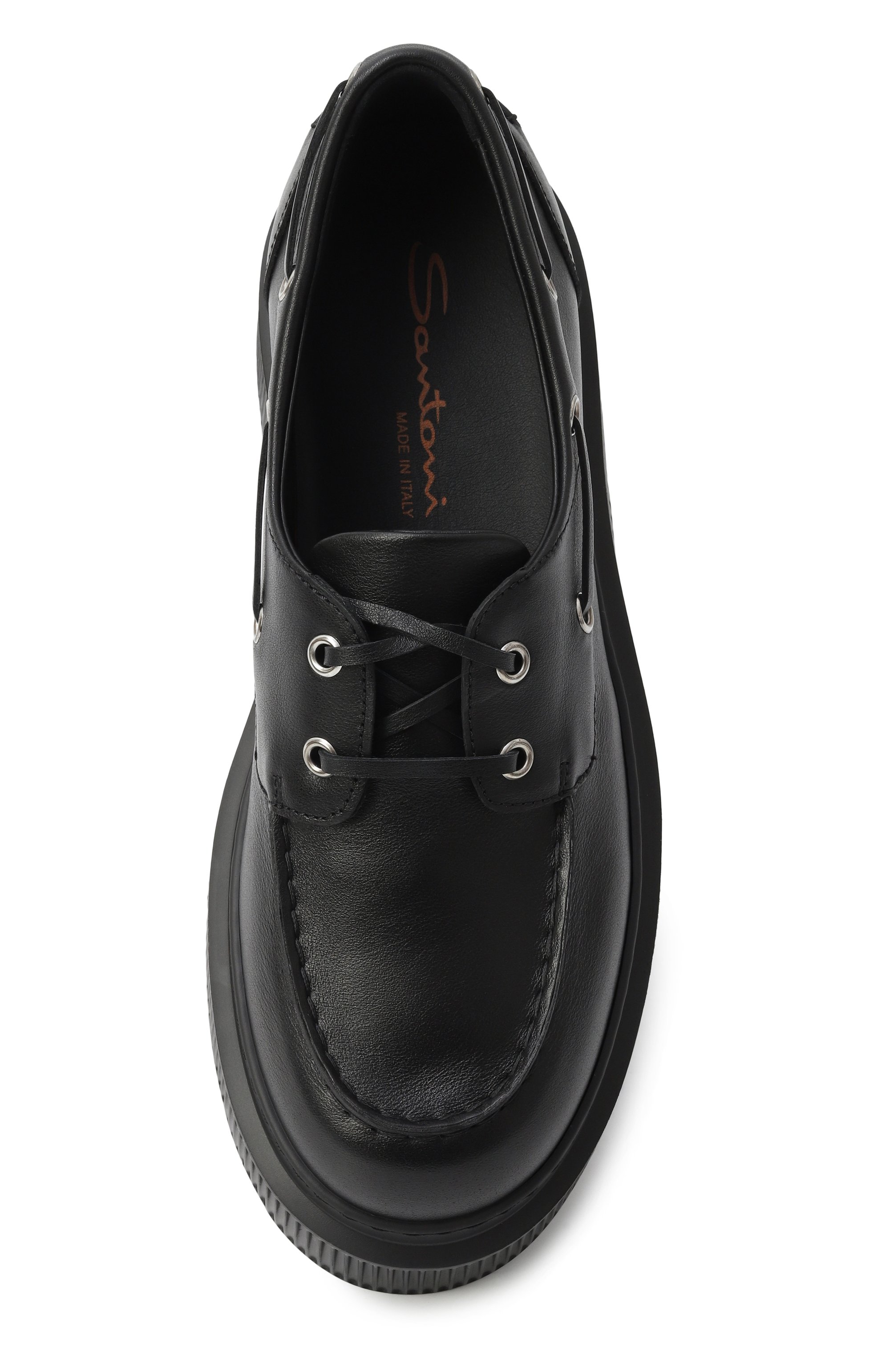 Кожаные топсайдеры SANTONI, арт. WUCG71704NERTVRF, фото 6