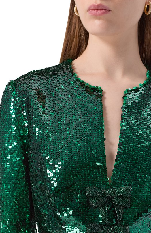 Платье с отделкой пайетками Elie Saab D0796NP25/PA008 Зелёный  D0796NP25/PA008 Фото 5