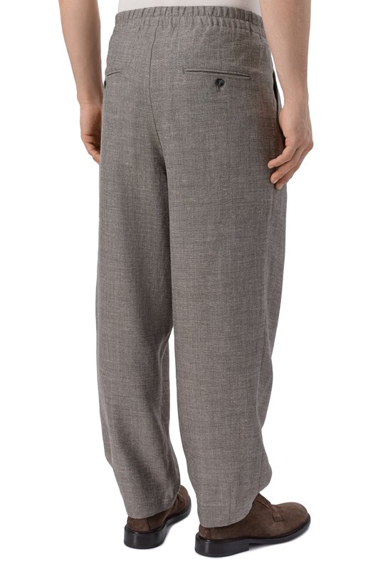 Брюки изо льна и шелка Giorgio Armani GM002253/TE20785 Коричневый  GM002253/TE20785 Фото 4