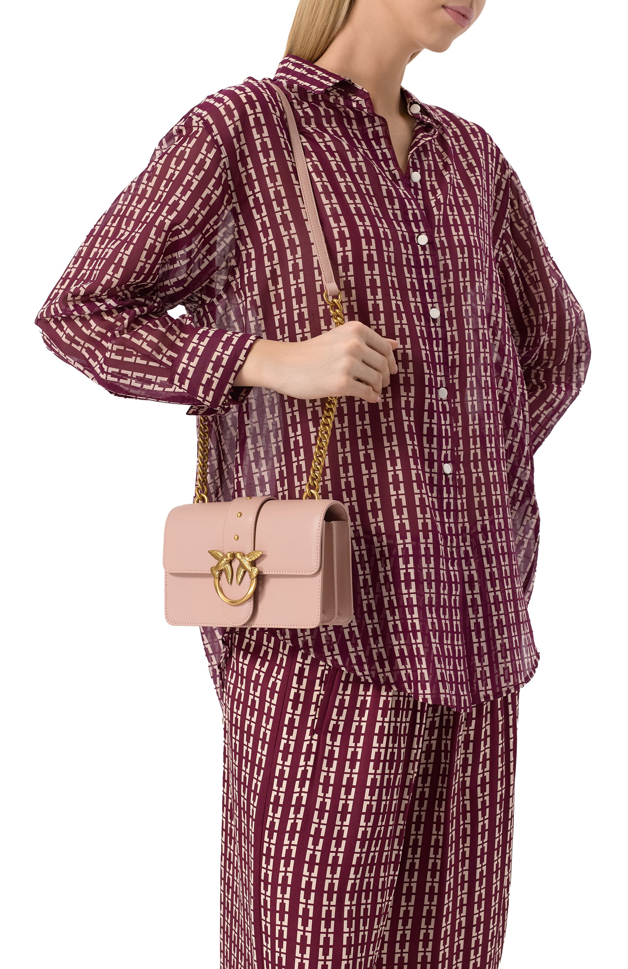 Сумка love one mini PINKO розового цвета по цене 32500 руб., арт. 100059/A0F1, фото 2 Сумка love one mini PINKO, арт. 100059/A0F1, фото 2