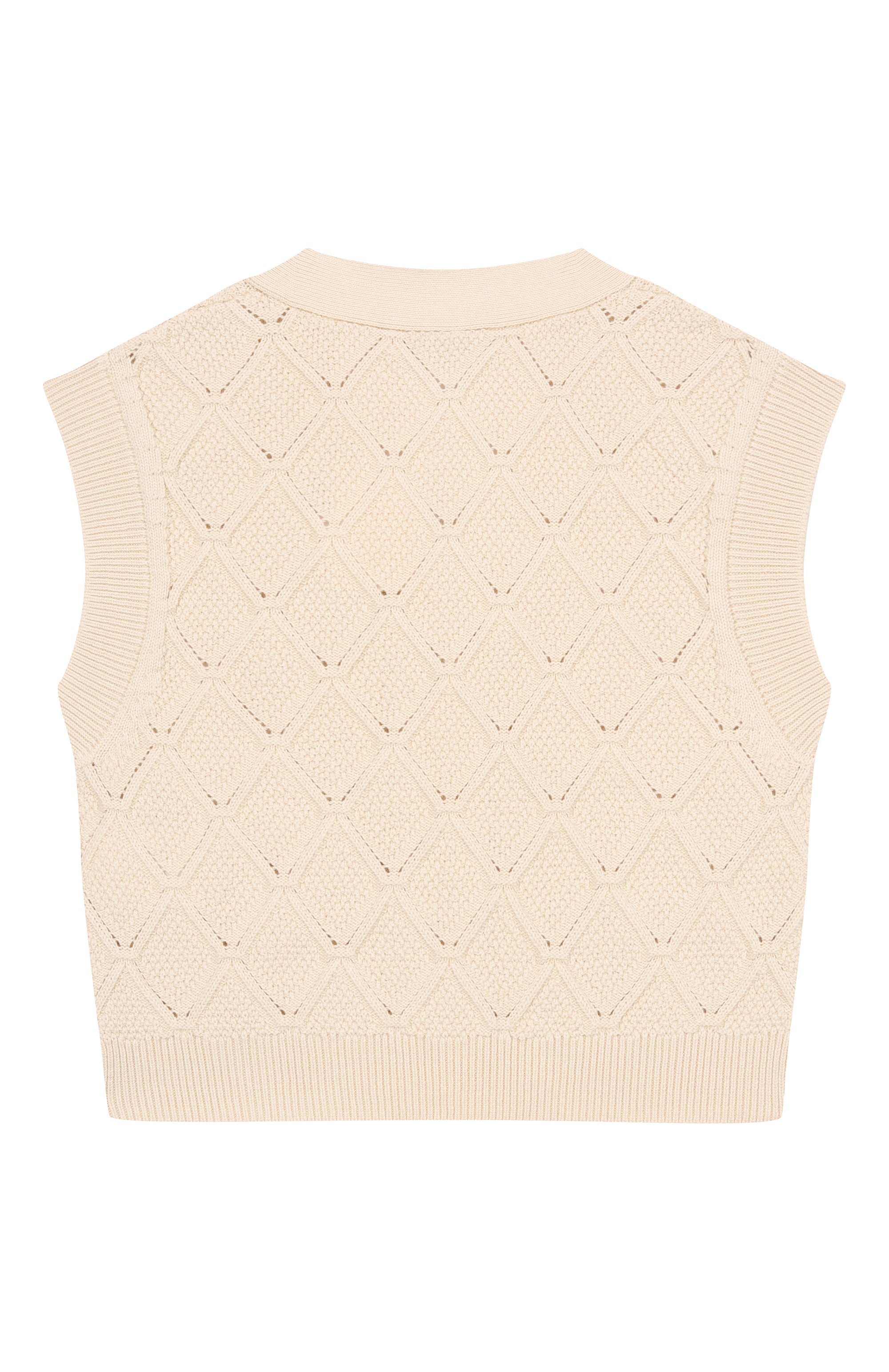 Жилет из шерсти и хлопка BONPOINT кремового цвета по цене 22400 руб., арт. S06GCAK00014/4A-8A, фото 2 Жилет из шерсти и хлопка BONPOINT, арт. S06GCAK00014/4A-8A, фото 2