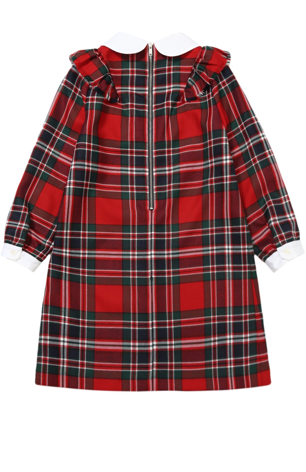 Шерстяное мини-платье в клетку с оборкой и аппликацией GUCCI, арт. 477737/XBB98, фото 2