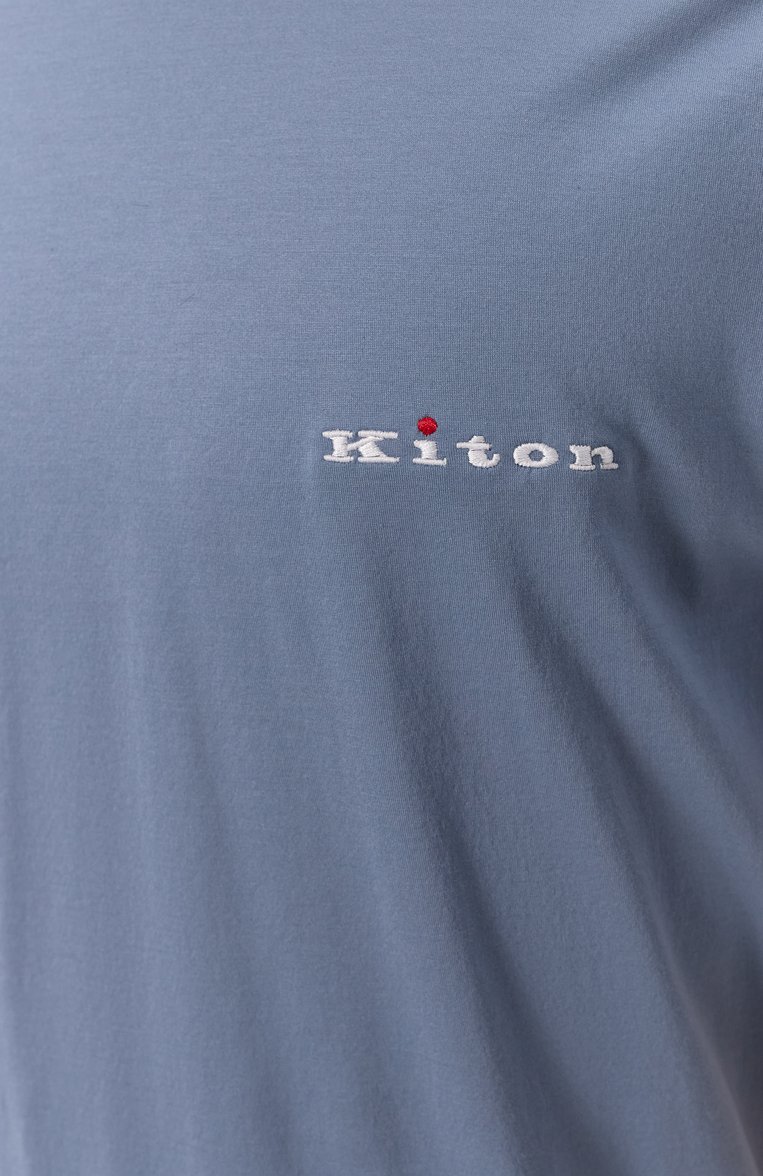 Мужская хлопковая футболка KITON голубого цвета, арт. UMK0717K316 | Фото 5 (Автоматизация состава: Проставлено; Длина (для топов): Стандартные; Автоматизация ТО: Проставлено; Рукава: Короткие; Материал внешний: Хлопок; Мужское Кросс-КТ: Футболка-одежда; Детали: Без декора; Стили: Кэжуэл; Принт: Без принта)