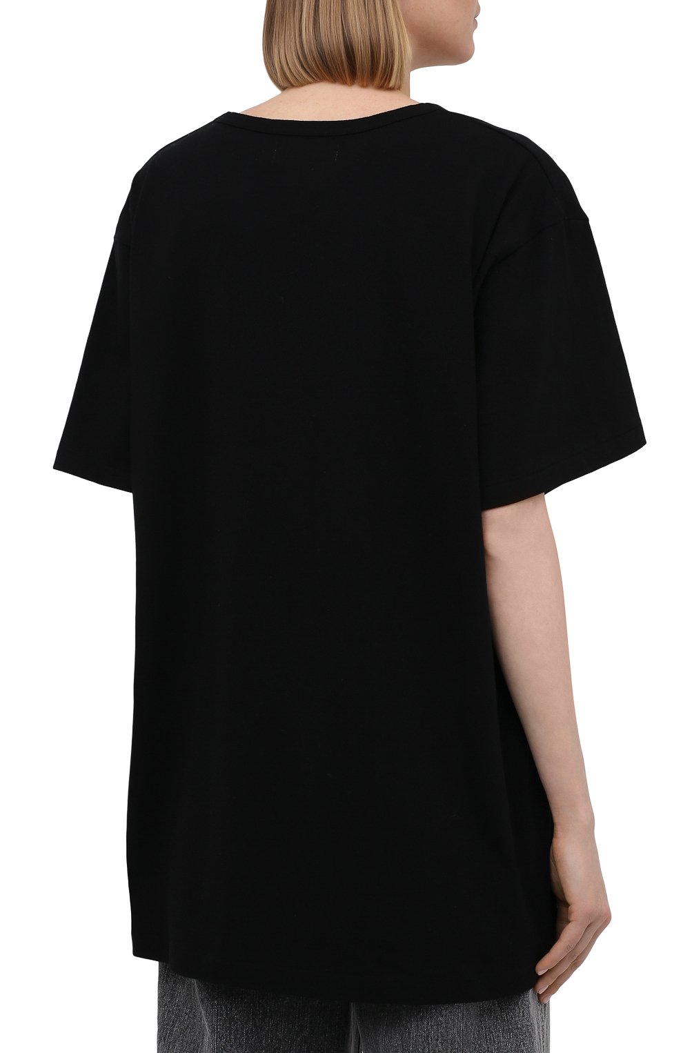Хлопковая футболка YOHJI YAMAMOTO черного цвета по цене 38300 руб., арт. FD-T14-075, фото 4 Хлопковая футболка YOHJI YAMAMOTO, арт. FD-T14-075, фото 4