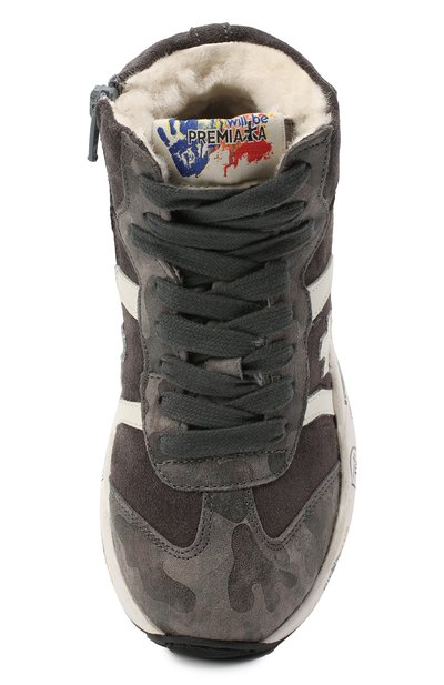 Высокие кроссовки из кожи PREMIATA WILL BE серого цвета по цене 27900 руб., арт. ARTHUR-M/11-181493-M/CHILD, фото 4 Высокие кроссовки из кожи PREMIATA WILL BE, арт. ARTHUR-M/11-181493-M/CHILD, фото 4