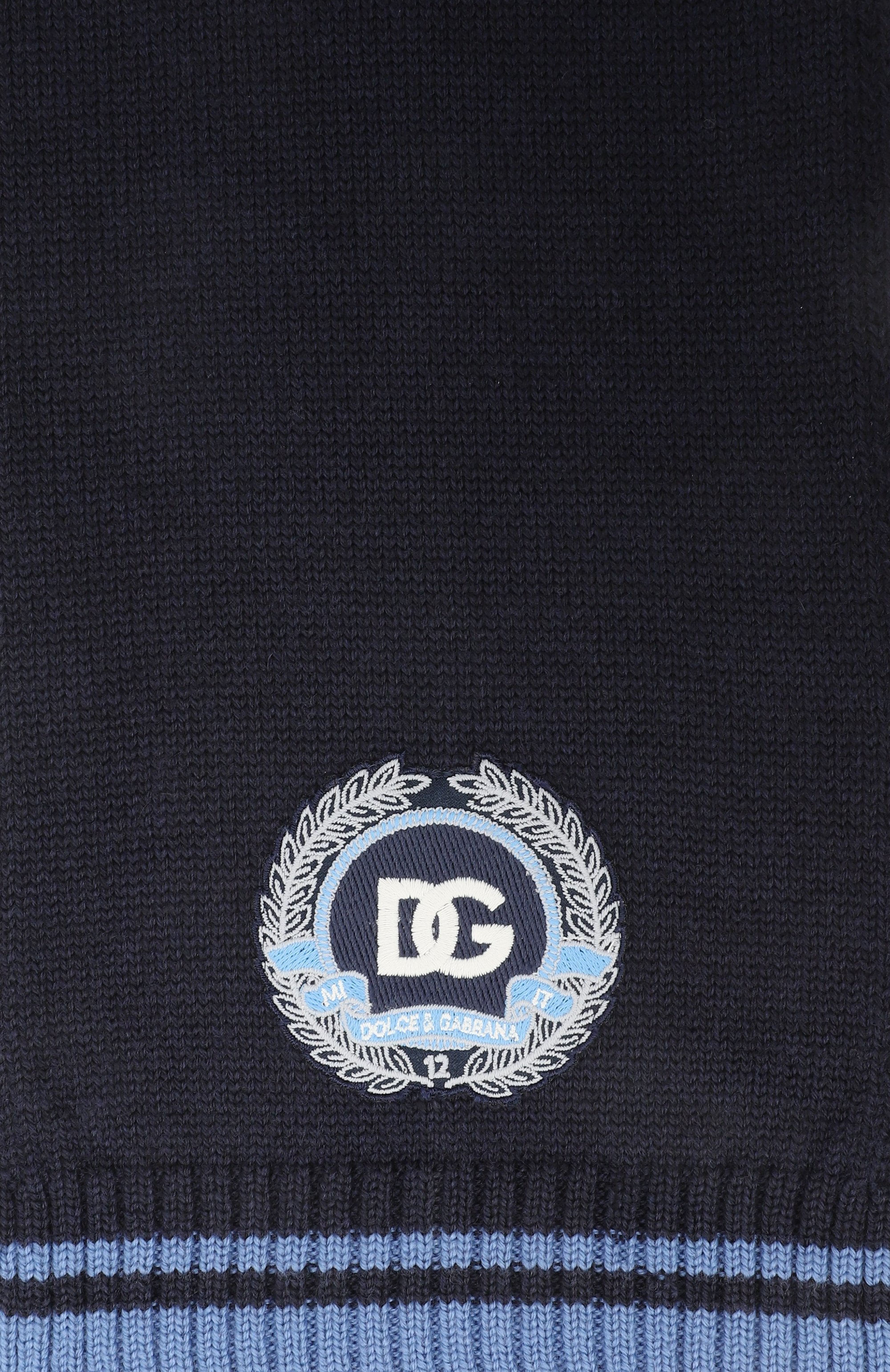 Шерстяной шарф DOLCE & GABBANA темно-синего цвета по цене 28450 руб., арт. LBKAG6/JDVBI, фото 3 Шерстяной шарф DOLCE & GABBANA, арт. LBKAG6/JDVBI, фото 3