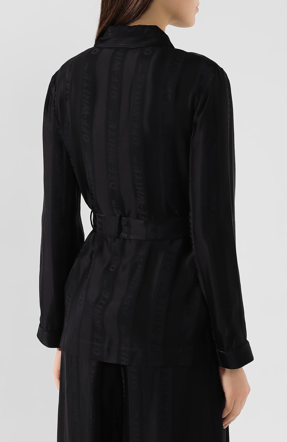 Блузка с поясом OFF-WHITE черного цвета по цене 66850 руб., арт. 0WGA051R19C850571000, фото 4 Блузка с поясом OFF-WHITE, арт. 0WGA051R19C850571000, фото 4