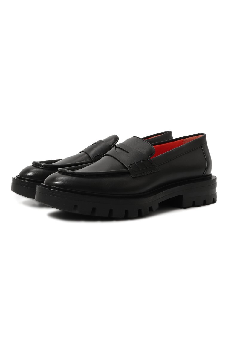 Женские кожаные пенни-лоферы SANTONI черного цвета, арт. WUCU59020NERBLESR85 | Фото 1 (Подошва: Платформа; Материал внутренний: Натуральная кожа; Каблук высота: Низкий; Материал внешний: Натуральная кожа)