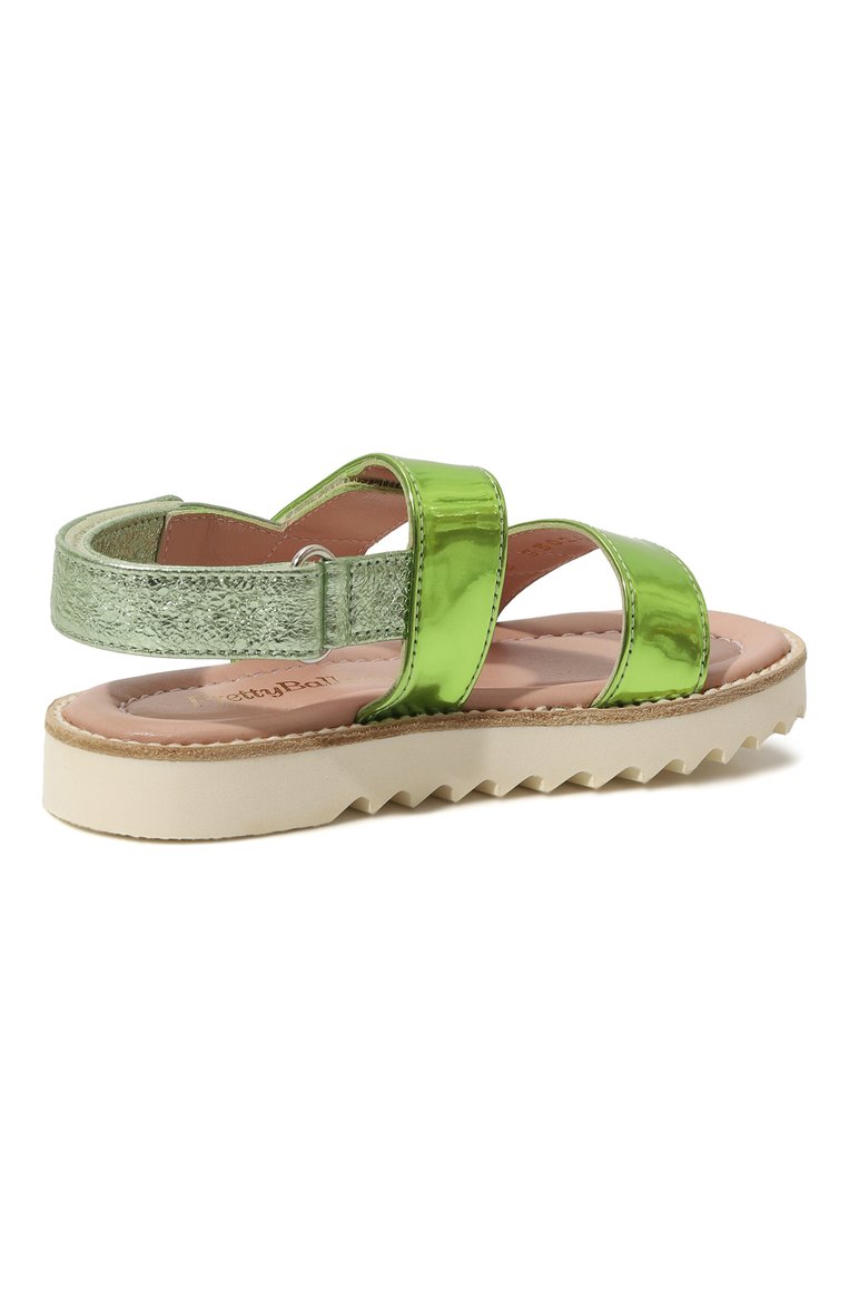 Детские сандалии PRETTY BALLERINAS зеленого цвета, арт. 49893 | Фото 3 (Материал внутренний: Натуральная кожа; Материал внешний: Экокожа; Нос: Не проставлено; Автоматизация состава: Проставлено)