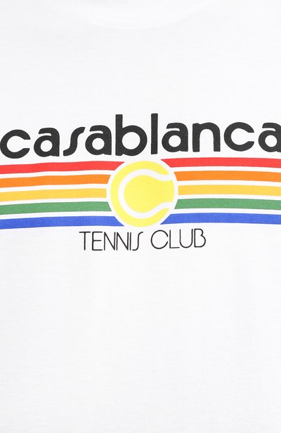 Хлопковая футболка CASABLANCA, арт. MS21-TS-001 WHITE - TENNIS STRIPE, фото 5