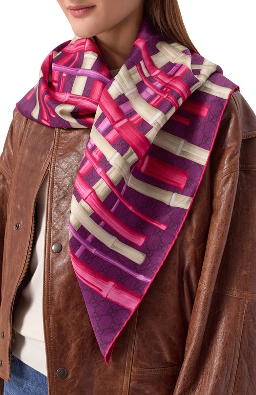 Шелковый платок Gucci 848374/3G001 Фиолетовый  848374/3G001 Фото 2