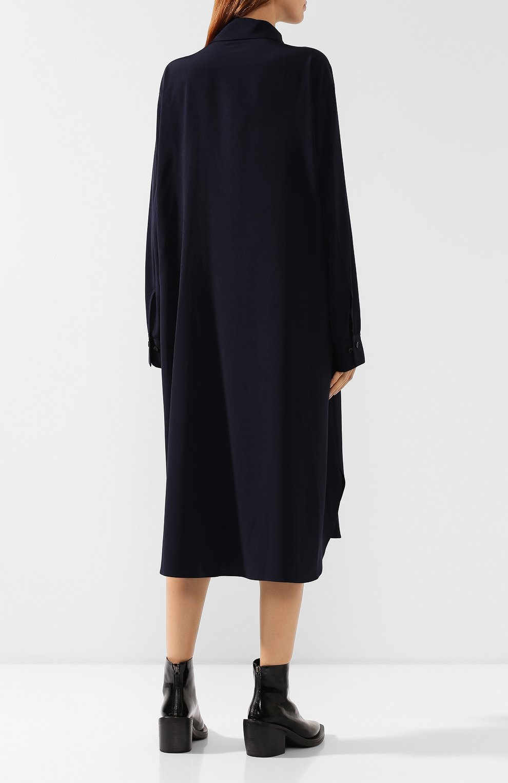 Платье YOHJI YAMAMOTO темно-синего цвета по цене 56250 руб., арт. YJ-D03-500, фото 4 Платье YOHJI YAMAMOTO, арт. YJ-D03-500, фото 4