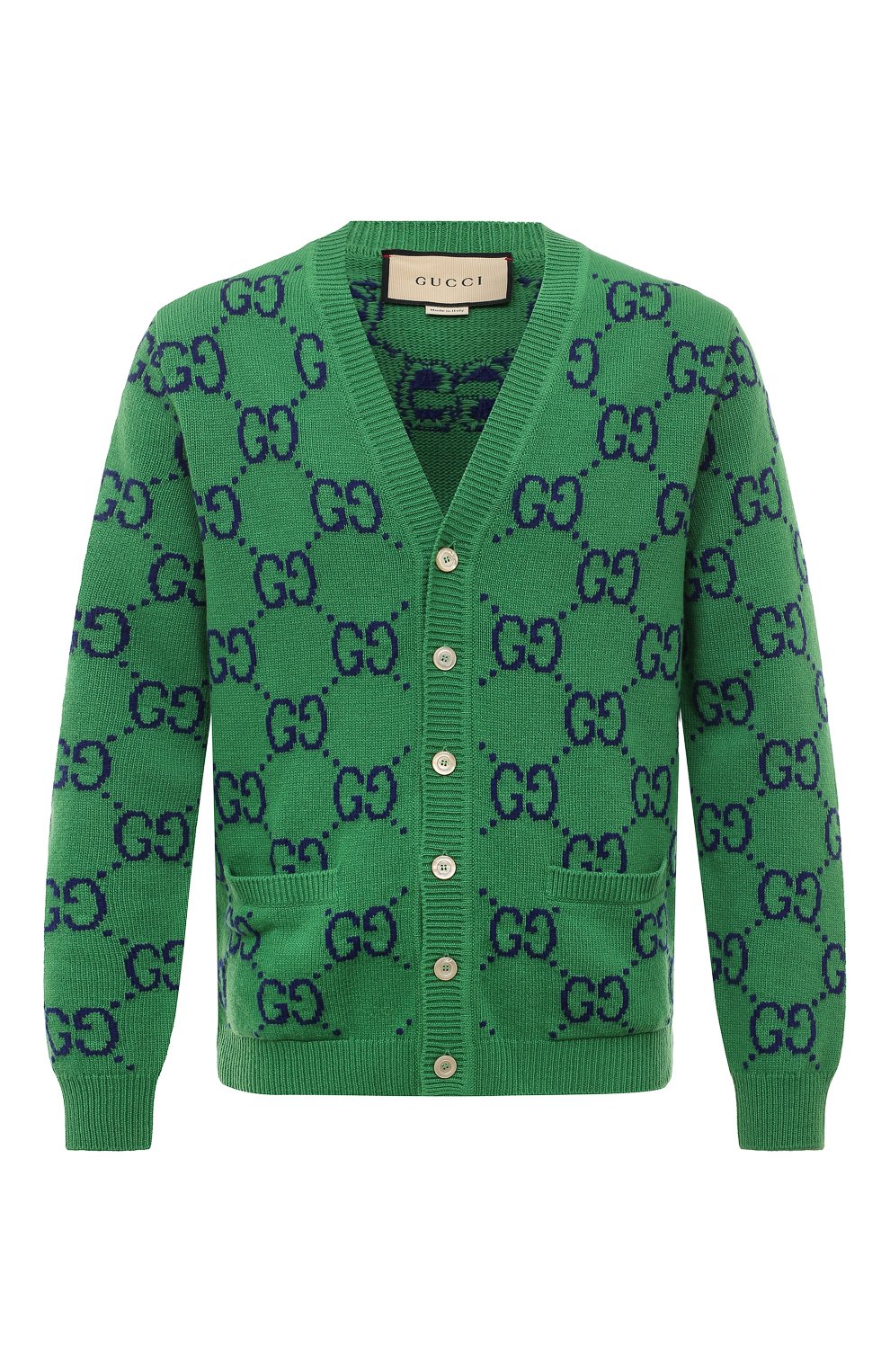 Мужской зеленый шерстяной кардиган GUCCI купить в ЦУМ (арт. 674043