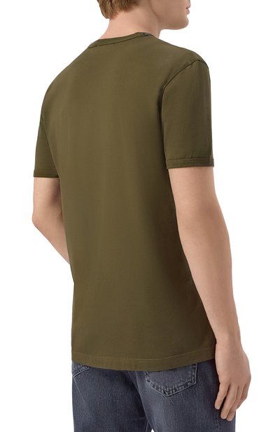 Хлопковая футболка DOLCE & GABBANA хаки цвета по цене 39050 руб., арт. G8JX7T/G7P1A, фото 4 Хлопковая футболка DOLCE & GABBANA, арт. G8JX7T/G7P1A, фото 4