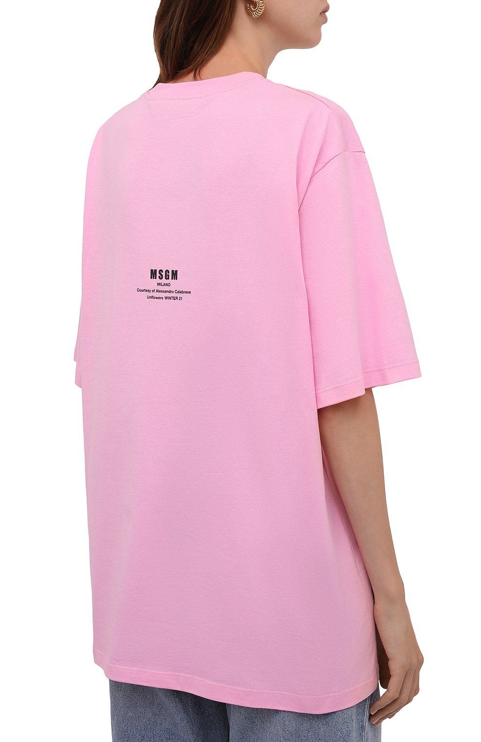 Хлопковая футболка MSGM розового цвета по цене 17100 руб., арт. 3142MDM195 217798, фото 4 Хлопковая футболка MSGM, арт. 3142MDM195 217798, фото 4