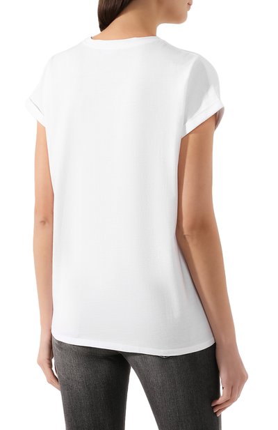 Хлопковая футболка BALMAIN белого цвета по цене 118500 руб., арт. TF01351/P040, фото 4 Хлопковая футболка BALMAIN, арт. TF01351/P040, фото 4