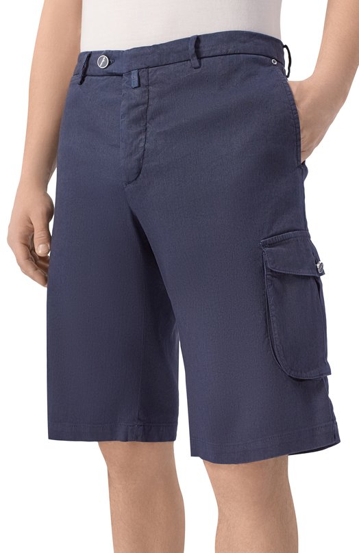 Шорты изо льна и хлопка Kiton UFPPBK0603H Синий  UFPPBK0603H Фото 3
