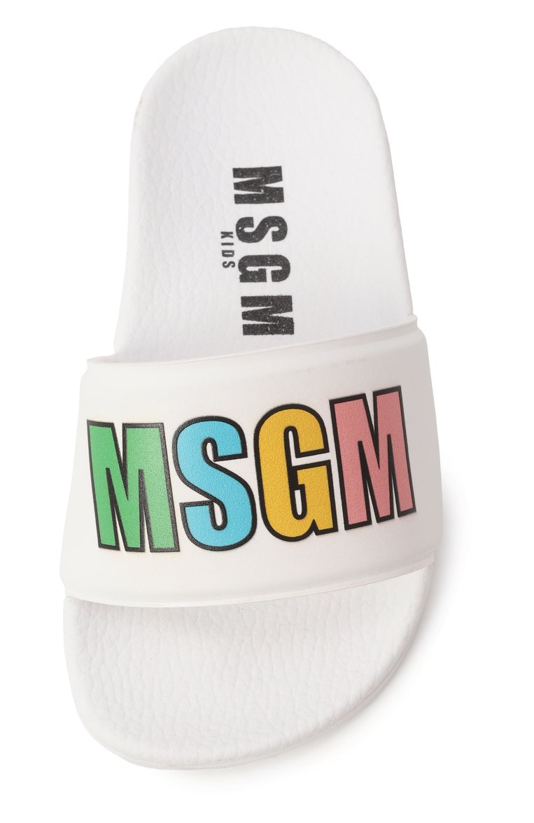 Детские шлепанцы MSGM KIDS белого цвета, арт. 79858/VAR1/24-27 | Фото 4 (Материал внешний: Пластик, Резина; Материал внутренний: Текстиль; Материал сплава: Проставлено; Нос: Не проставлено)