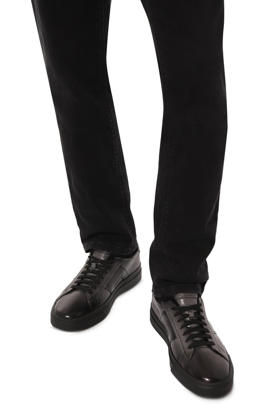 Кожаные кеды Gloria Santoni MBGT21779NE0PSS5G62 Серый  MBGT21779NE0PSS5G62 Фото 3