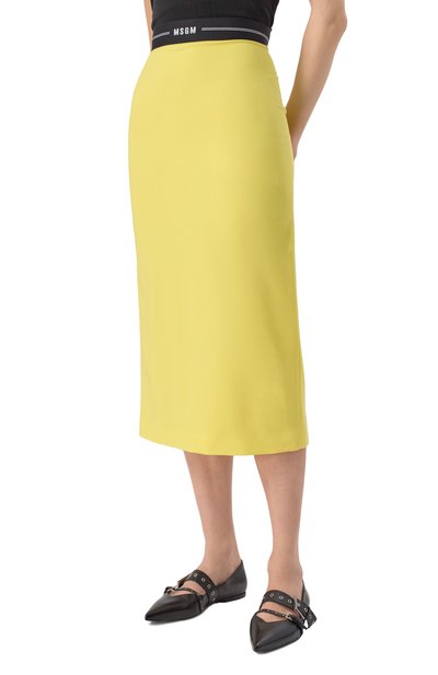 Шерстяная юбка MSGM желтого цвета по цене 31550 руб., арт. 3841MDD17/257127, фото 3 Шерстяная юбка MSGM, арт. 3841MDD17/257127, фото 3