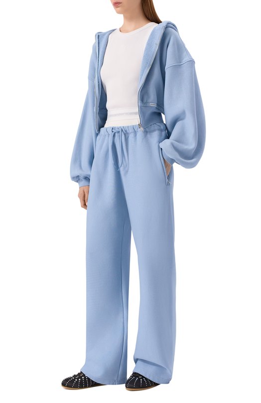 Хлопковые брюки alexanderwang.t 4CC1244349 Голубой  4CC1244349 Фото 2