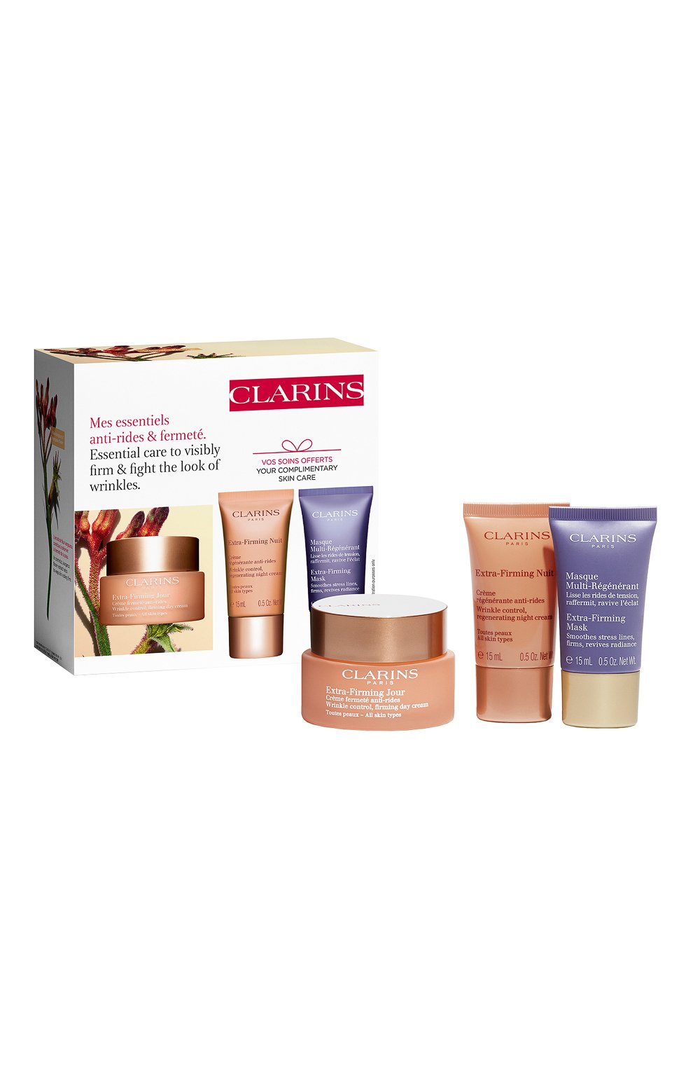 Набор extra-firming (50+2x15ml) CLARINS бесцветного цвета по цене 8850 руб., арт. 80097121, фото 1 Набор extra-firming (50+2x15ml) CLARINS, арт. 80097121, фото 1