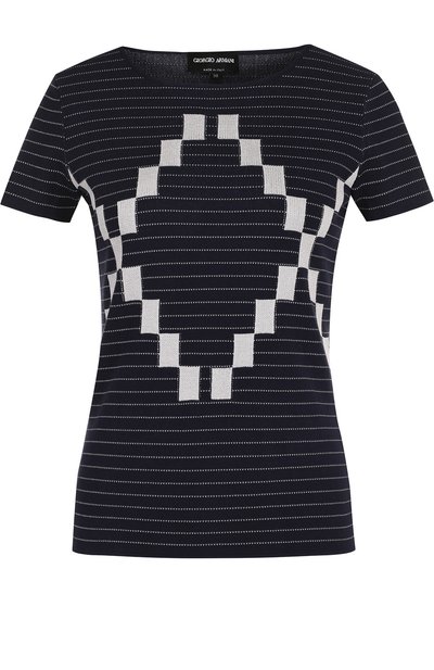 Вязаный топ с коротким рукавом и круглым вырезом GIORGIO ARMANI, арт. 3ZAMA4/AM70Z, фото 1