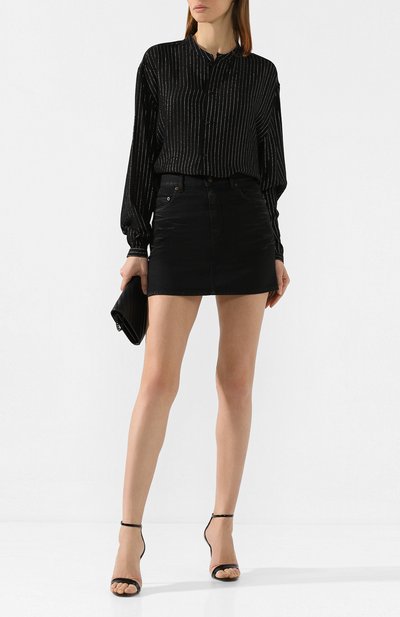Рубашка из вискозы SAINT LAURENT черного цвета по цене 150000 руб., арт. 605378/Y852T, фото 2 Рубашка из вискозы SAINT LAURENT, арт. 605378/Y852T, фото 2