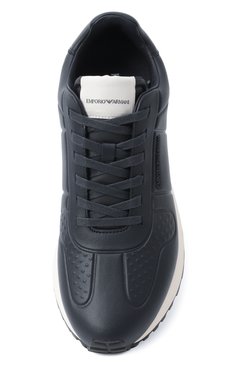 Мужские кожаные кроссовки EMPORIO ARMANI темно-синего цвета, арт. X4X684/XR323 | Фото 6 (Материал сплава: Проставлено; Драгоценные камни: Проставлено; Материал внешний: Натуральная кожа; Материал внутренний: Текстиль; Подошва: Массивная; Стили: Классический; Кросс-КТ: Низкие; Материал утеплителя: Без утеплителя)