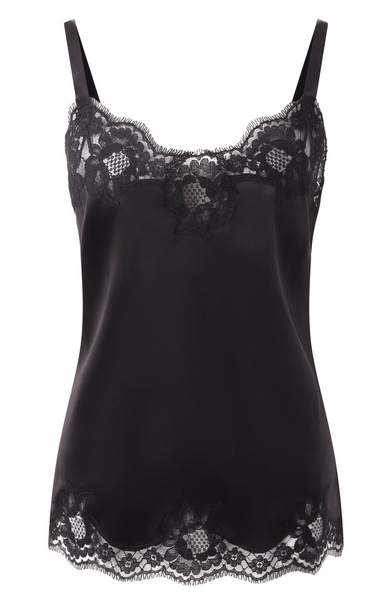 Женская топ из шелка и хлопка DOLCE & GABBANA черного цвета, арт. 07A00T/0N013 | Фото 1 (Материал внешний: Шелк; Женское Кросс-КТ: Топы; Нос: Не проставлено; Размерность: Идёт в размер; Автоматизация состава: Проставлено; Re-sync: On)