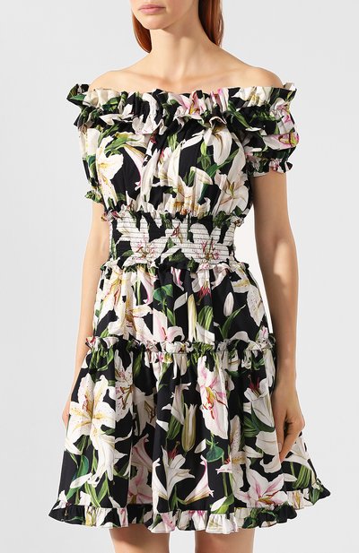 Хлопковое платье DOLCE & GABBANA черного цвета по цене 156500 руб., арт. F6A0UT/HS5E0, фото 3 Хлопковое платье DOLCE & GABBANA, арт. F6A0UT/HS5E0, фото 3