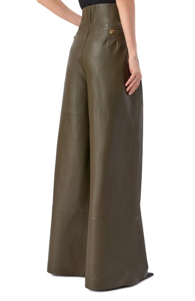 Кожаные брюки ZIMMERMANN хаки цвета по цене 397500 руб., арт. 5619PF251, фото 4 Кожаные брюки ZIMMERMANN, арт. 5619PF251, фото 4